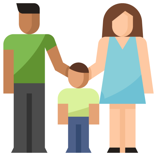 Icon of two adults with a child